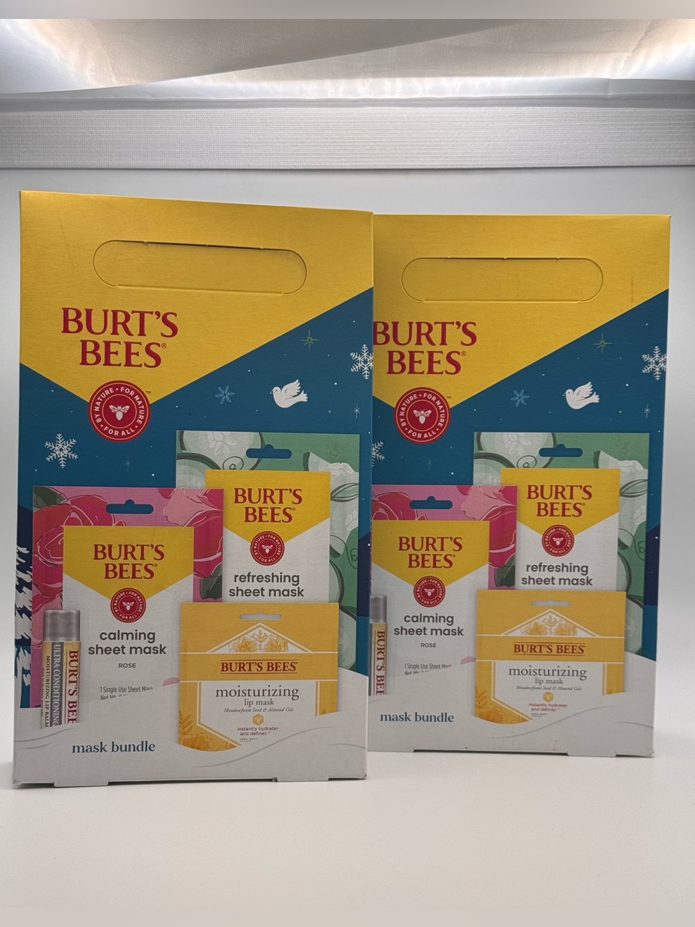 Burts Bees Sheet Mask & Lip Balm Bundle Gift Set 4 Pack - Lot of 2
